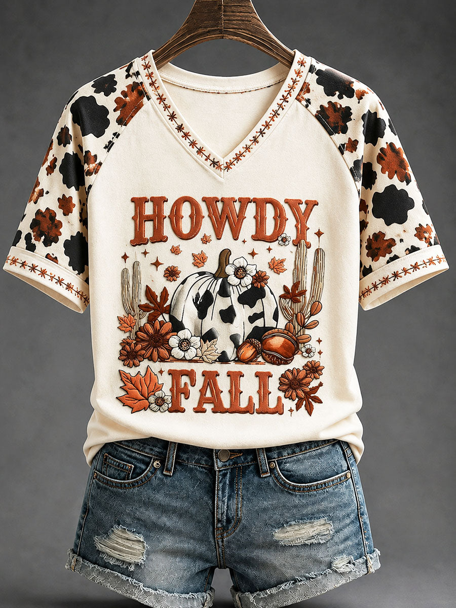Women's "Howdy Fall" Bohemian Style Printed Casual T-Shirt