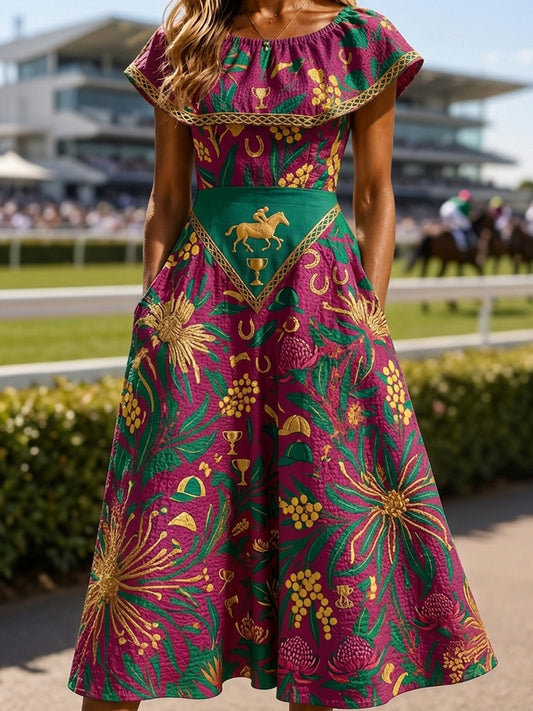 Women's Vintage Melbourne Cup Australian Horse Racing Dress