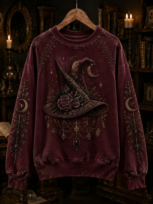 Women’s Halloween Dark Witch Printed Casual Loose Long Sleeved Sweatshirt