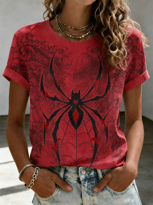 Women's Spider Print Casual Tee