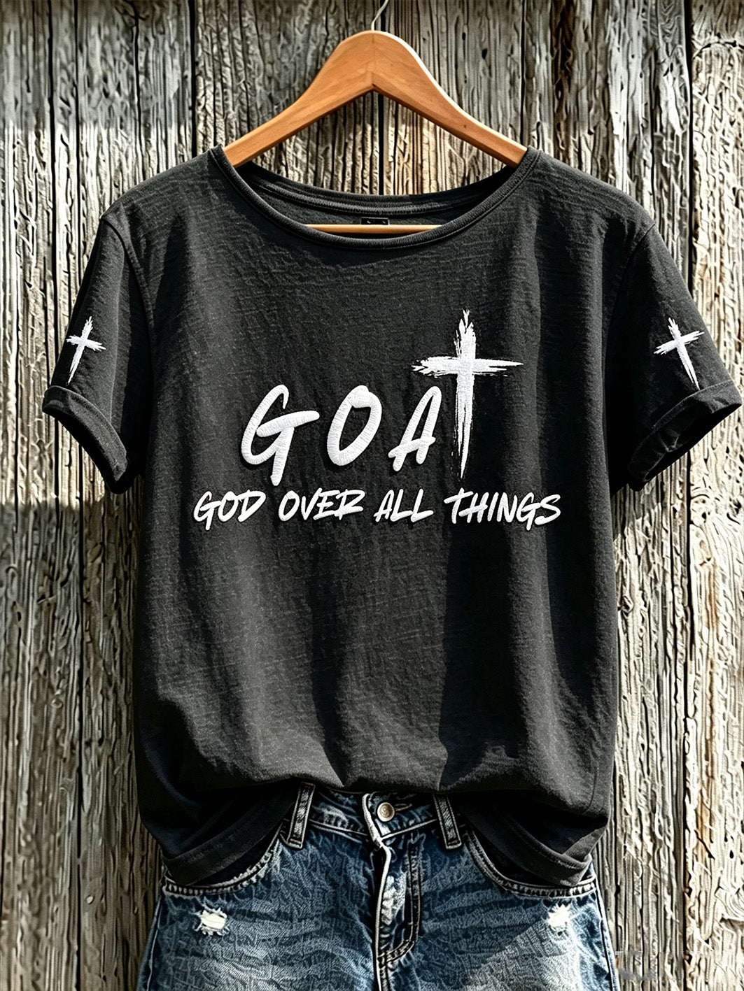 Women's faith-themed slogan pattern printed casual short-sleeve T-shirt
