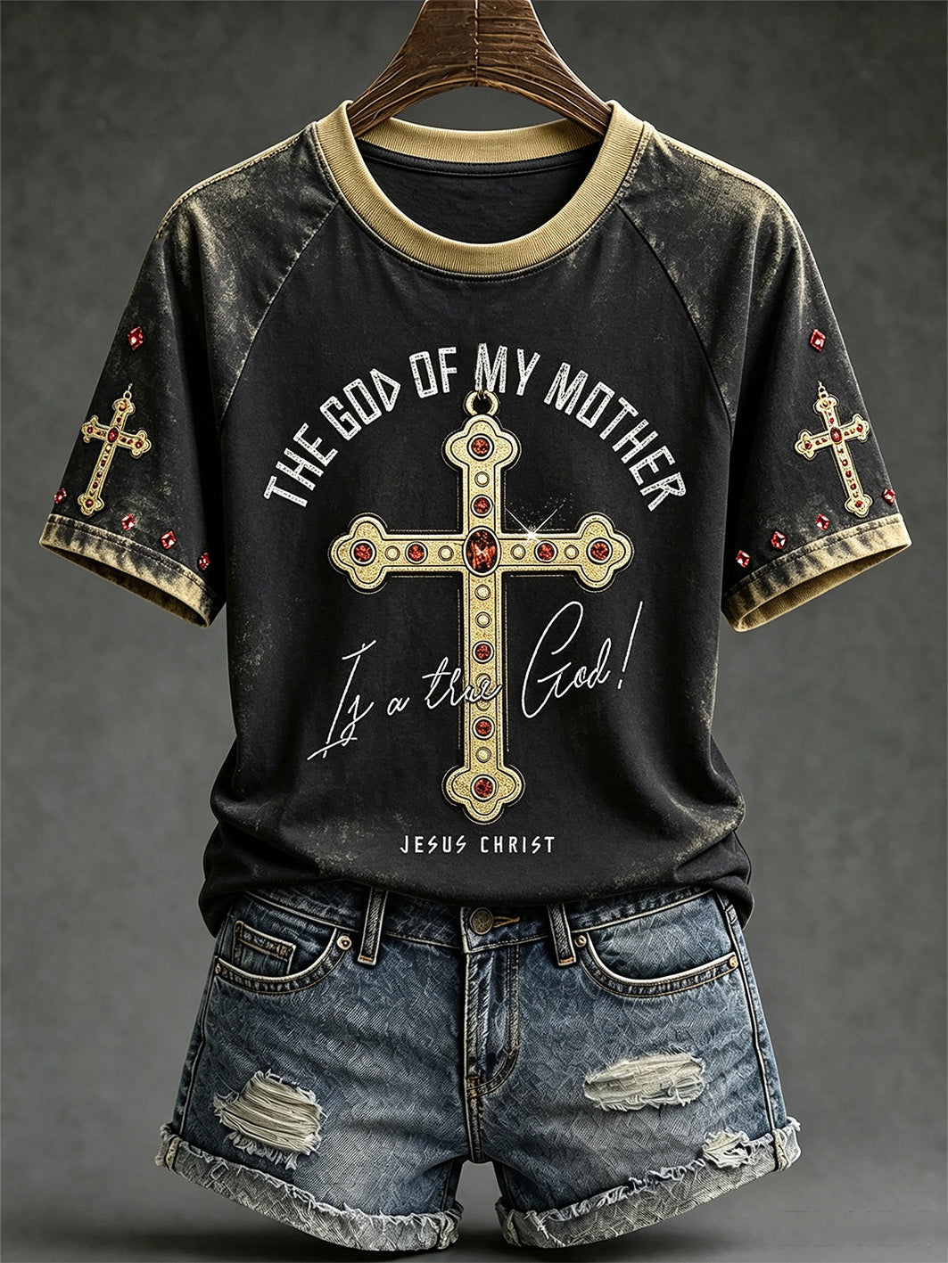 Women's faith-themed pattern printed casual short-sleeve T-shirt