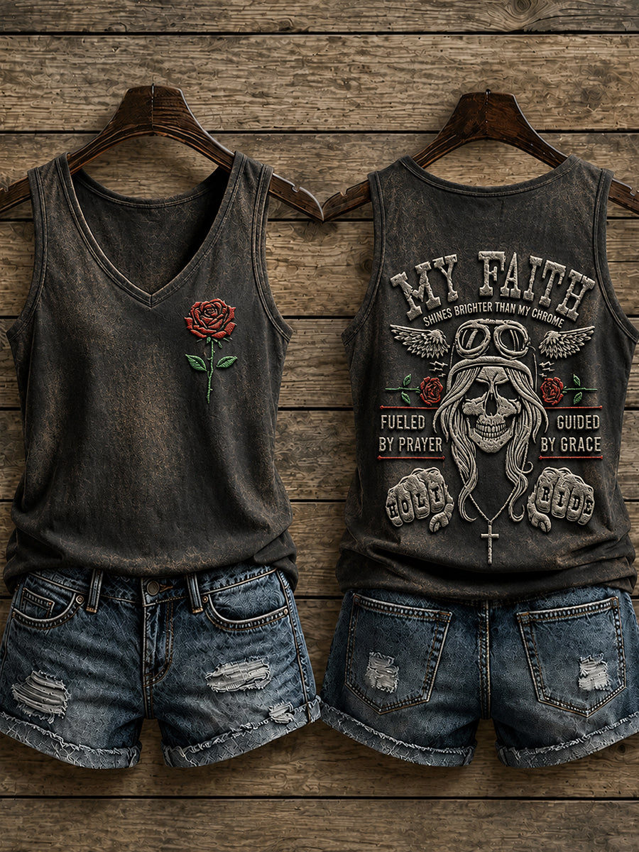 Women's Christian Motorcycle Biker Graphic Vest Top