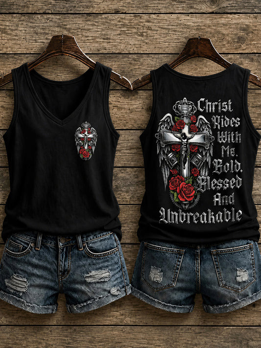 Women's Christian Motorcycle Biker Graphic Vest Top