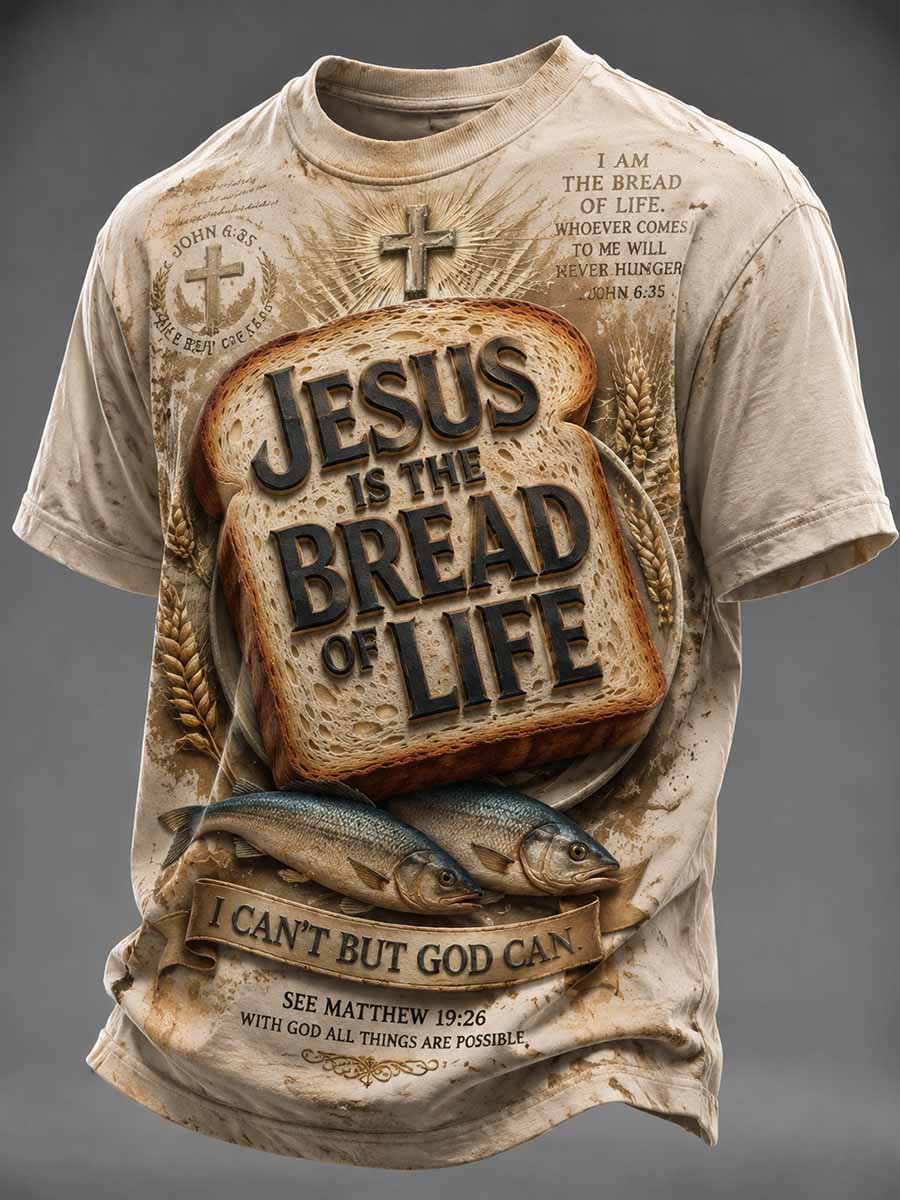 Men's Vintage 'The Bread of Life' Faith Graphic T-Shirt