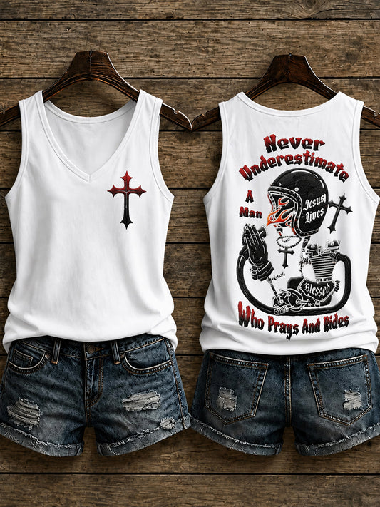 Women's Christian Motorcycle Biker Graphic Vest Top