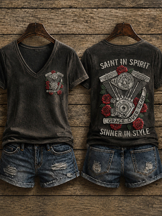 Women's Christian Motorcycle Biker Graphic T-shirt