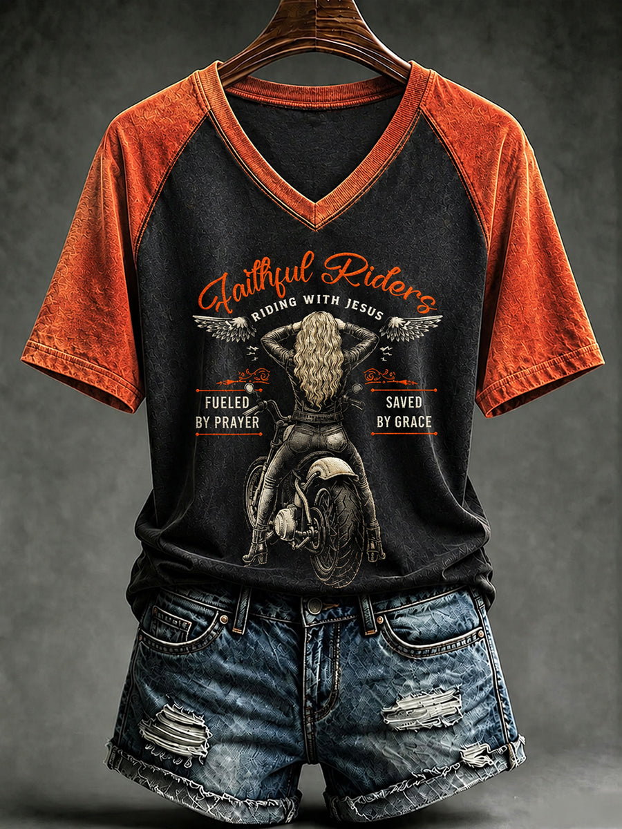 Women's Christian Motorcycle Biker Graphic T-shirt