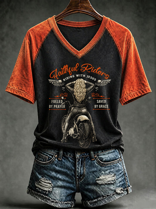 Women's Christian Motorcycle Biker Graphic T-shirt