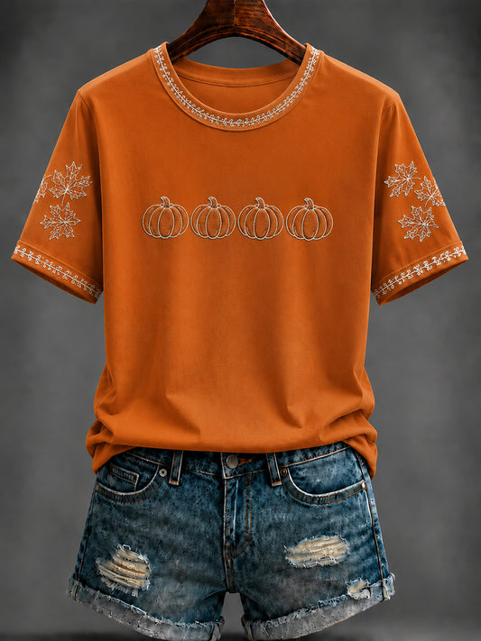 Women's Autumn pumpkin Printed T-shirt