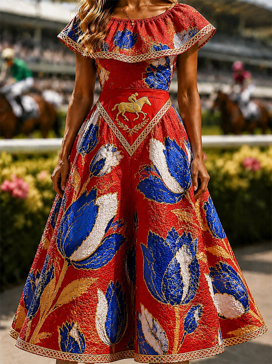 Women's Vintage Melbourne Cup Australian Horse Racing Dress