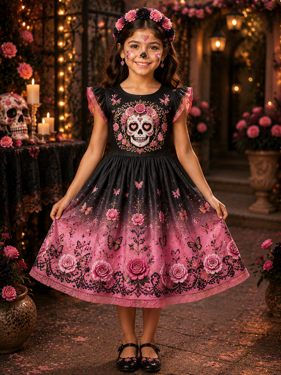 Little Girls Sugar Skull Princess Dress