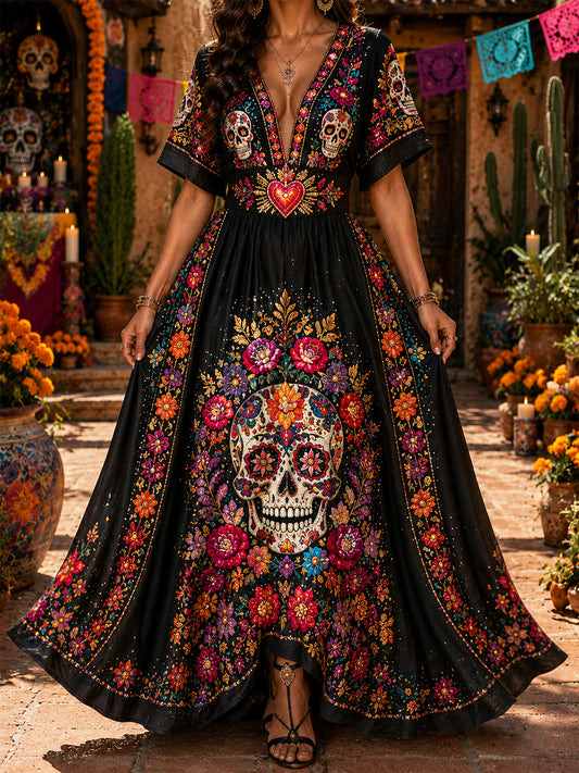 Women's Day of the Dead-Inspired Floral Dress