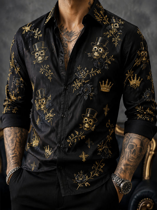 Gentleman's Day of the Dead Skeleton Floral Premium Business Shirt