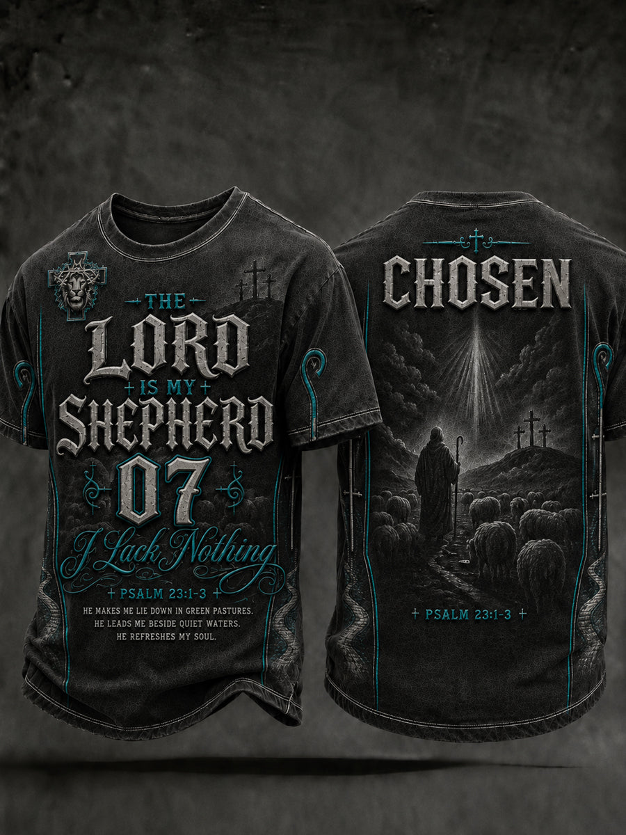 Men's Christian Shepherd  Cross V-neck Short Sleeve T-shirt