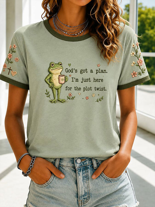 Women's Funny Christ Print Casual T-shirt