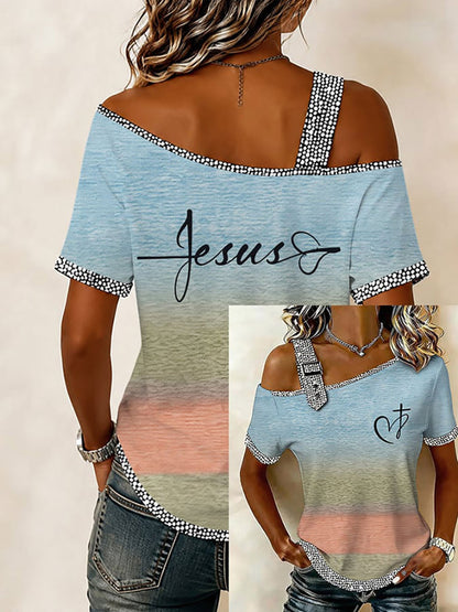 Women's Faith Print Casual T-Shirt