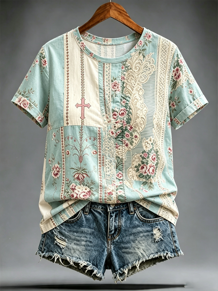 Women's cross short-sleeved T-shirt