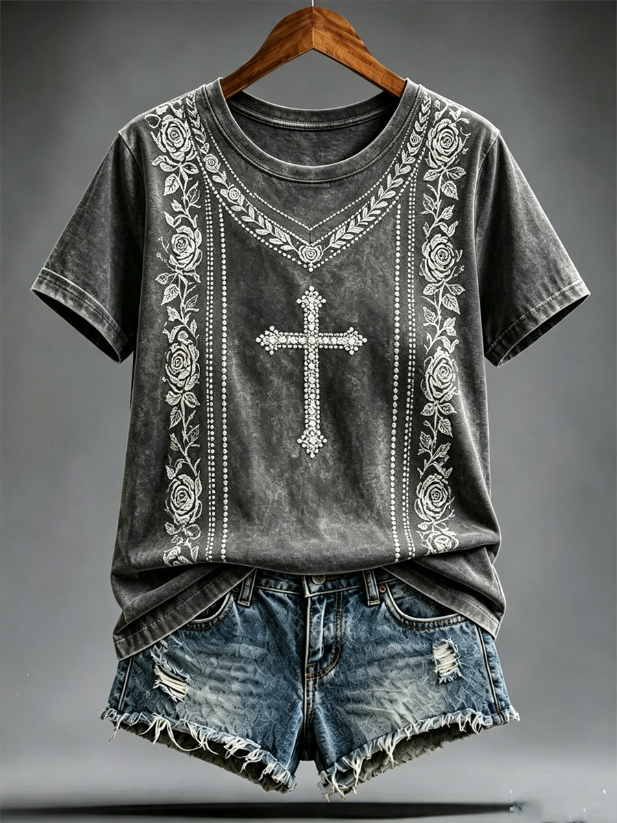 Women's cross short-sleeved T-shirt