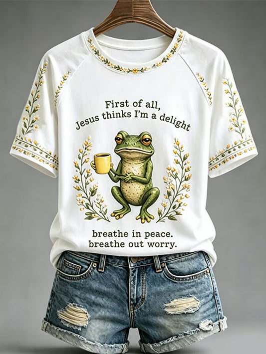 Women's Funny Christ Print Casual T-shirt