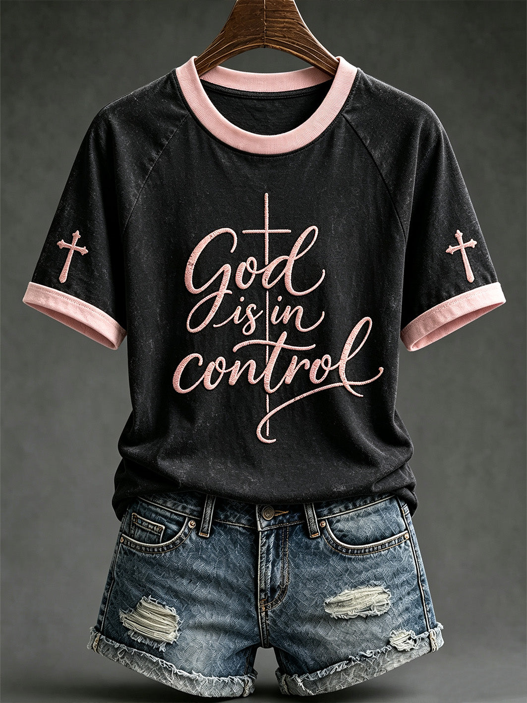 Women's faith-themed pattern printed casual short-sleeve T-shirt