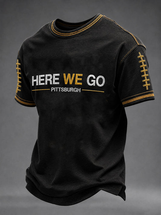 Men's Pittsburch Here We Go Short Sleeves T-shirt