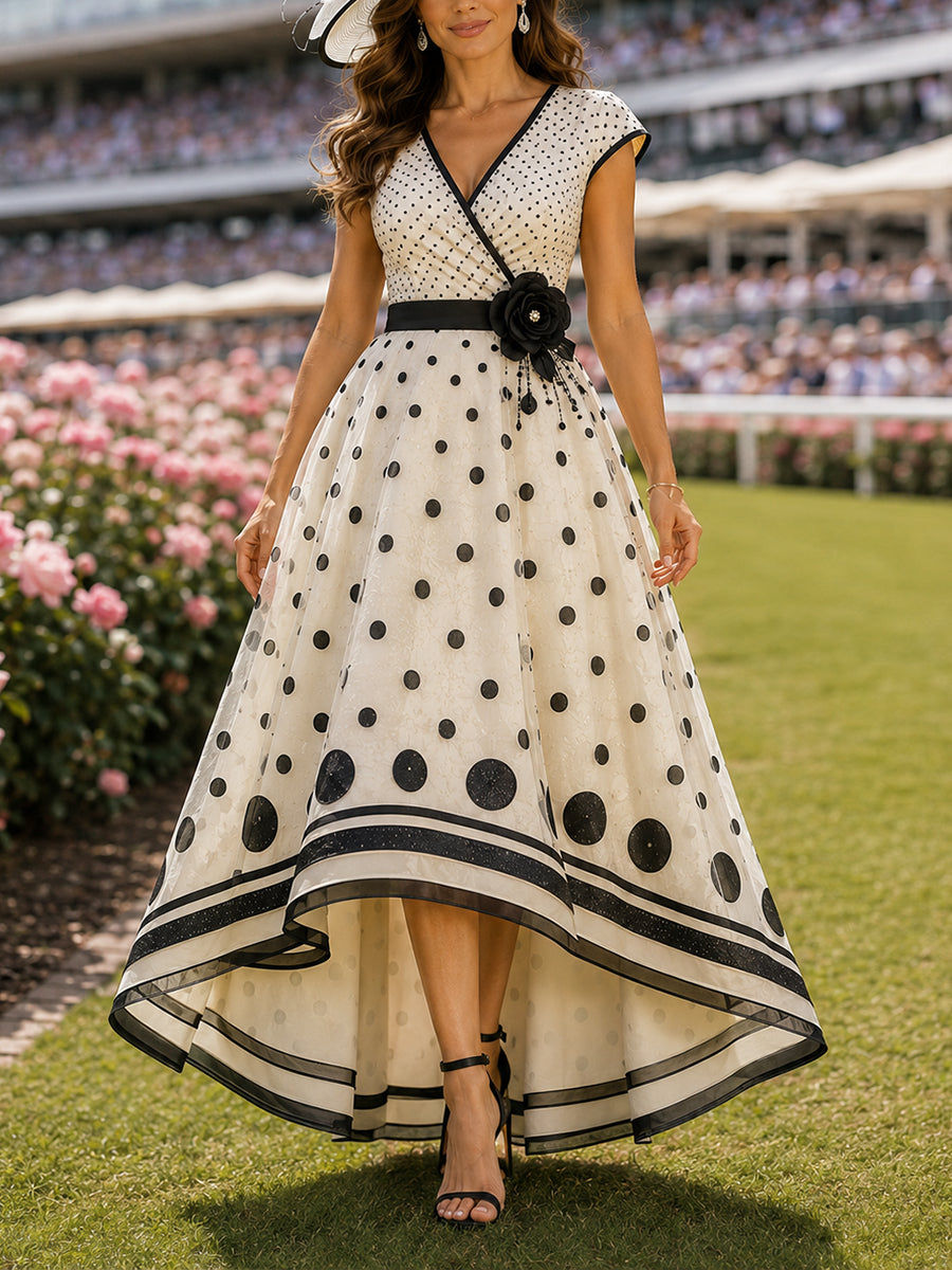 Women's Australian Horse Racing V-Neck Dress
