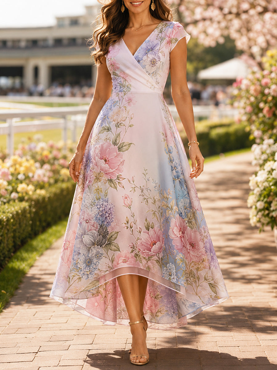 Women's Australian Horse Racing V-Neck Dress