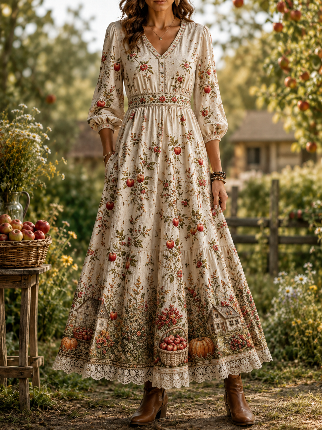 Women's Autumn Retro Casual Cotton-Linen Dress
