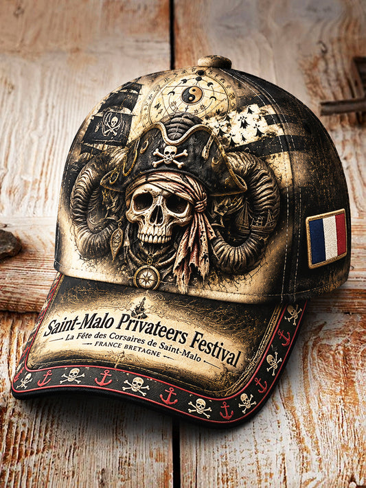 French Brittany Pirate Gothic Print Casual Hat