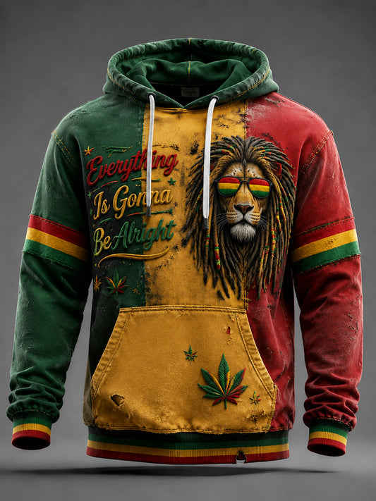 Striped Patchwork Hoodie for Retro Reggae Music Fans