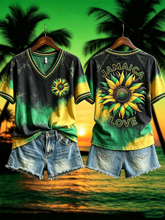 Women's Jamaica Love Sunflower Jamaica Vacation short-sleeved T-shirt