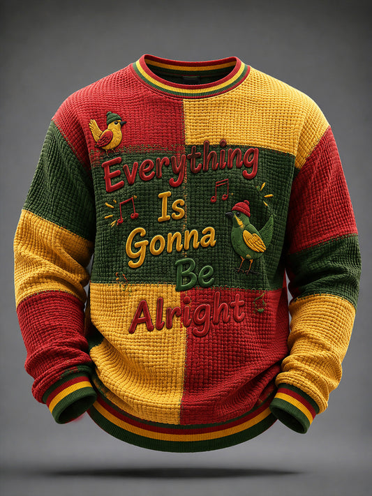 Classic Waffle-Weave Patchwork T-Shirt for Retro Reggae Music Fans