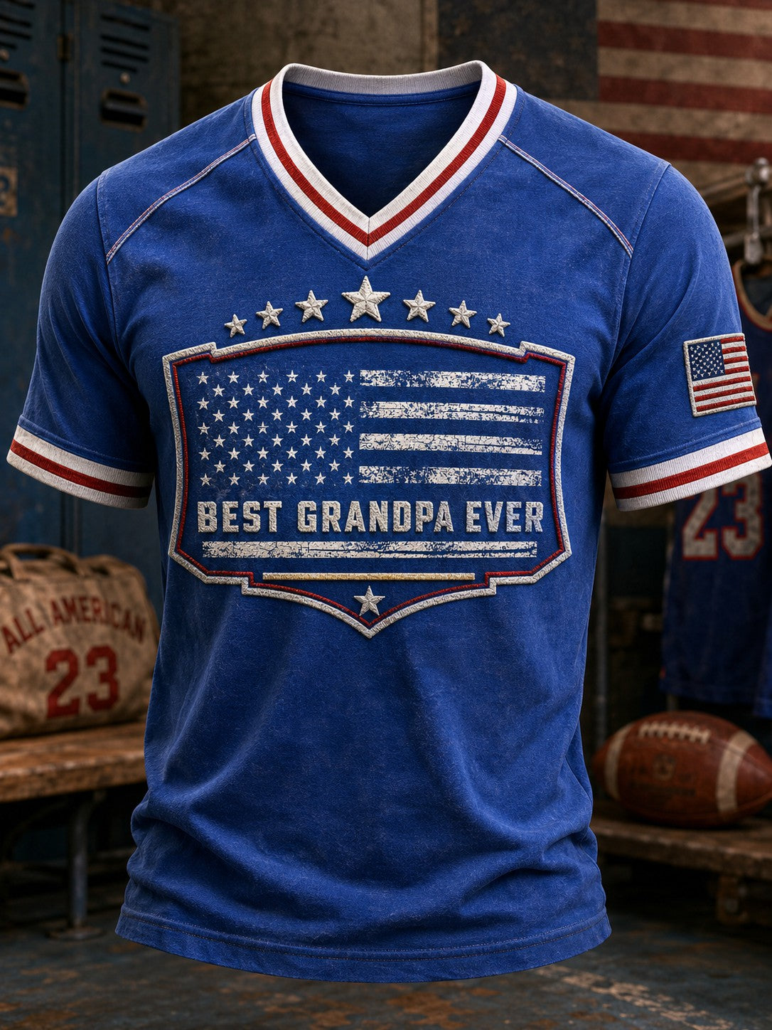 Men's Best Grandpa Ever Printed V-neck T-shirt
