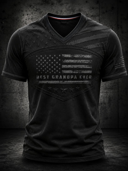 Men's Best Grandpa Ever Printed V-neck T-shirt