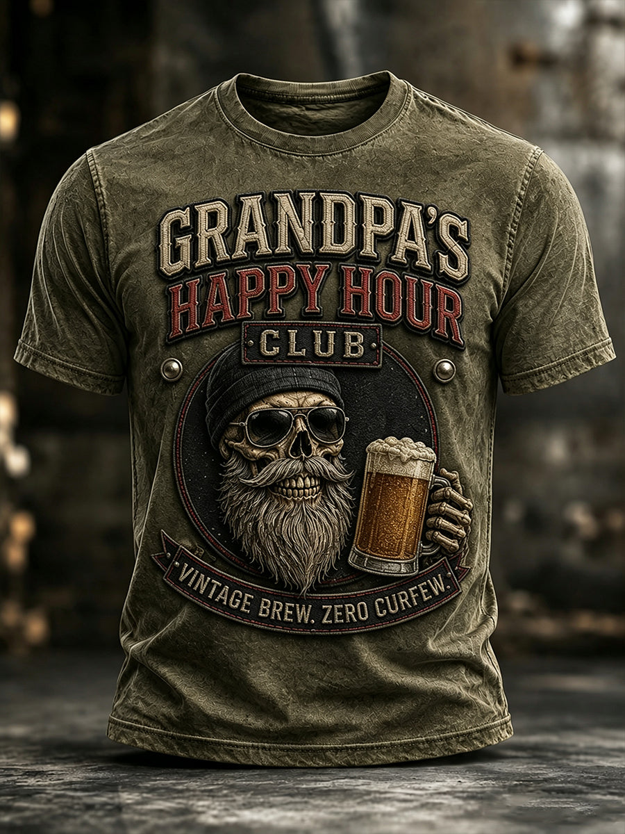 Men's Funny Vintage Skull Graphic T-shirt Gift For Grandpa