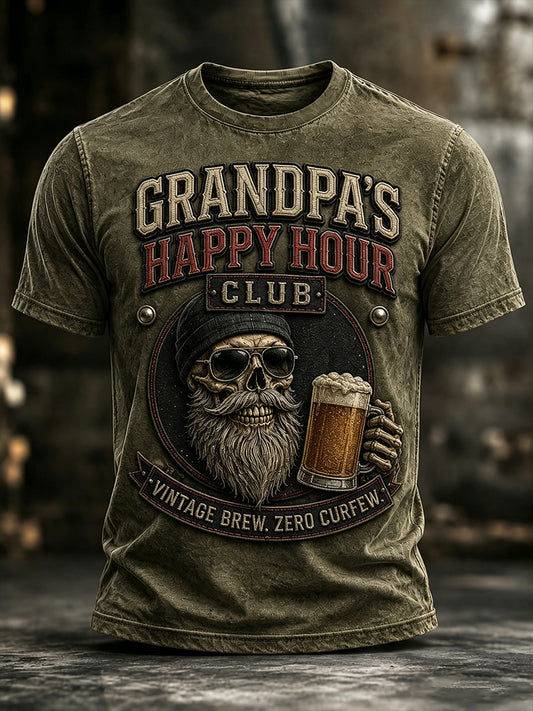 Men's Funny Vintage Skull Graphic T-shirt Gift For Grandpa