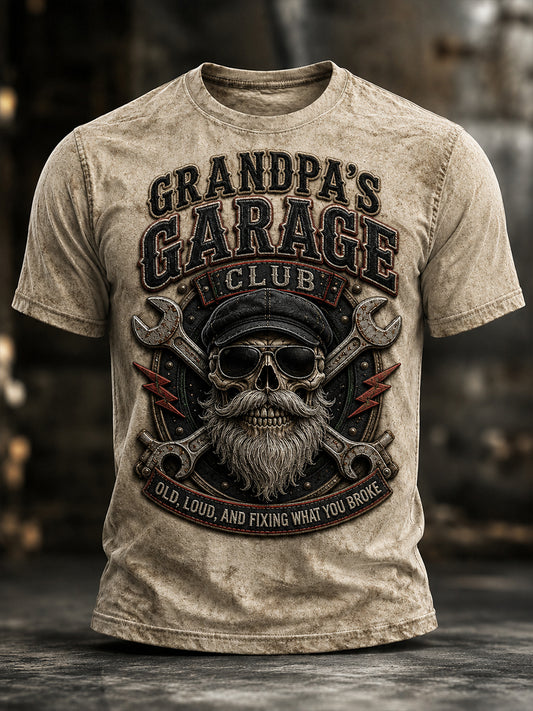 Men's Funny Vintage Skull Graphic T-shirt Gift For Grandpa