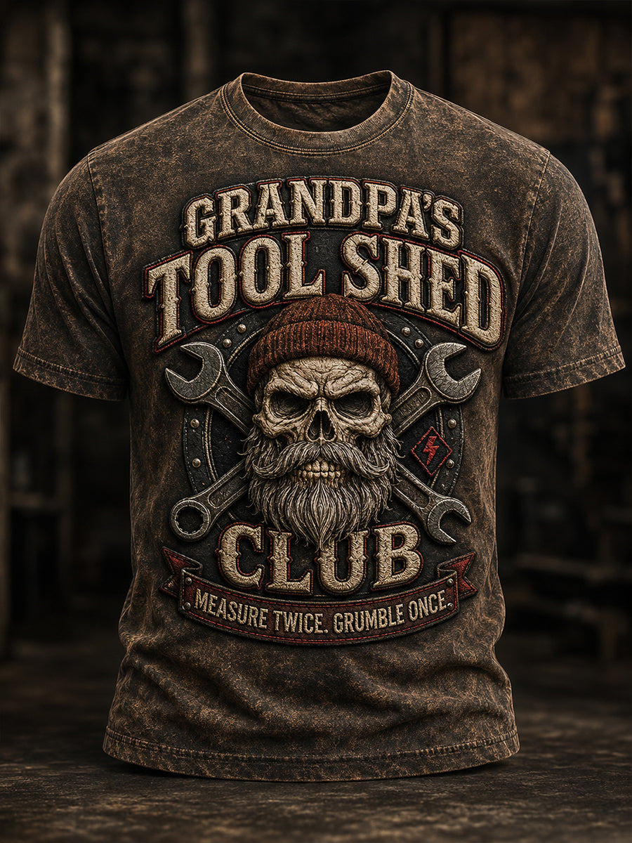 Men's Funny Vintage Skull Graphic T-shirt Gift For Grandpa