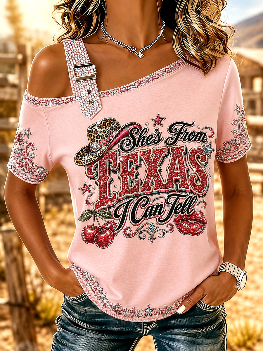 Women's She's From Texas I Can Tell Print Casual Tee