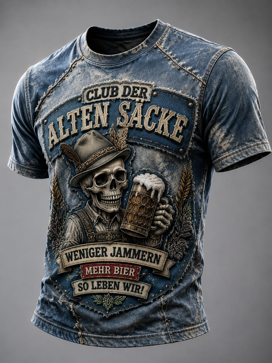 Men's Funny Oktoberfest Print Beer Lover Casual T-shirt