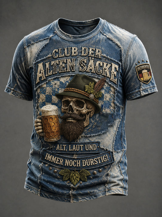 Men's Funny Oktoberfest Print Beer Lover Casual T-shirt