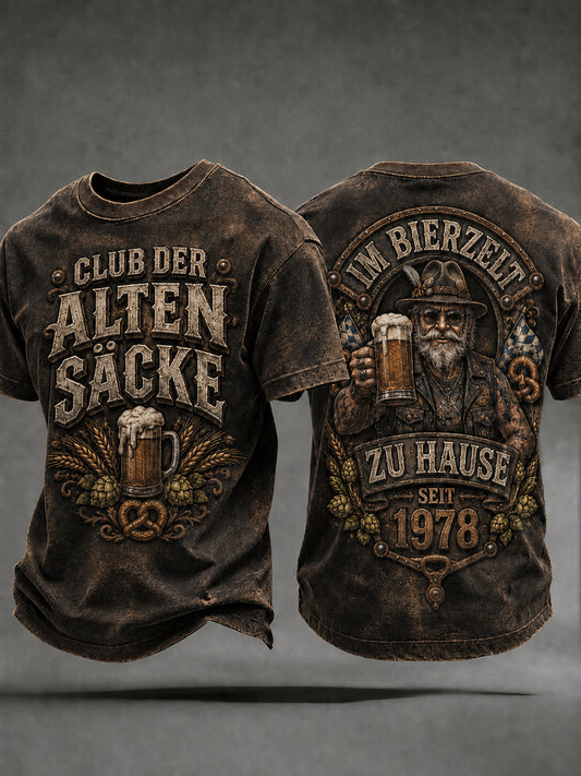Men's Funny Oktoberfest Print Beer Lover Casual T-shirt