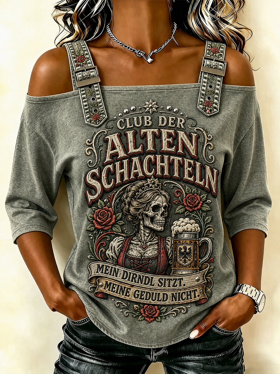 Women's Funny Oktoberfest Print Beer Lover 3/4 sleeve T-shirt