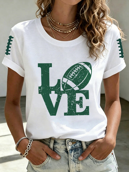 Women's Football Fan Printed short-sleeved T-shirt