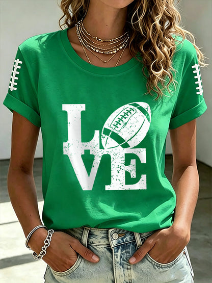 Women's Football Fan Printed short-sleeved T-shirt