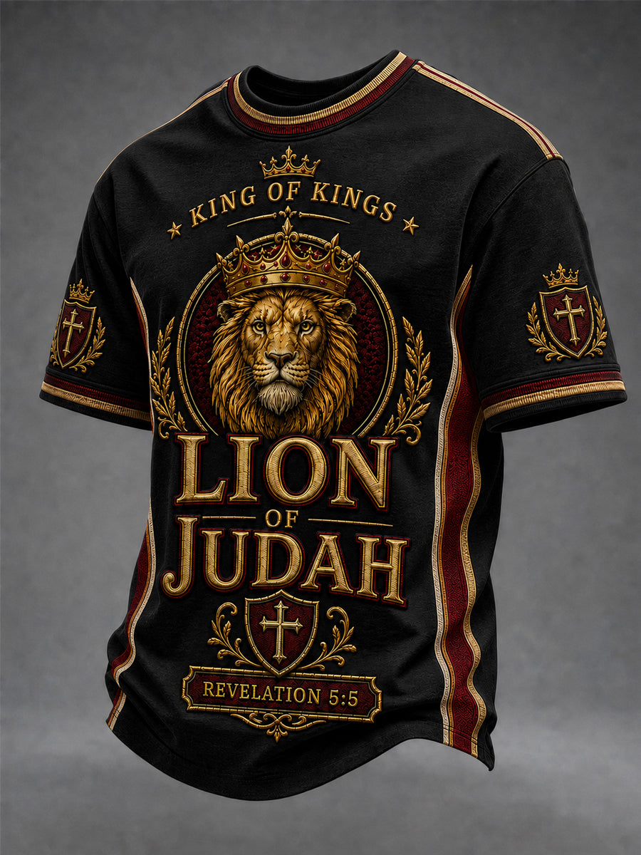 Men's Christian Lion of Judah Art  Short Sleeve T-shirt