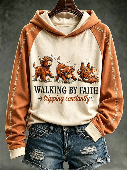 Women's Walking By Faith Tripping Constantly Hooded Sweatshirt