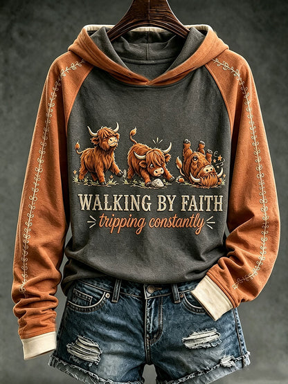 Women's Walking By Faith Tripping Constantly Hooded Sweatshirt