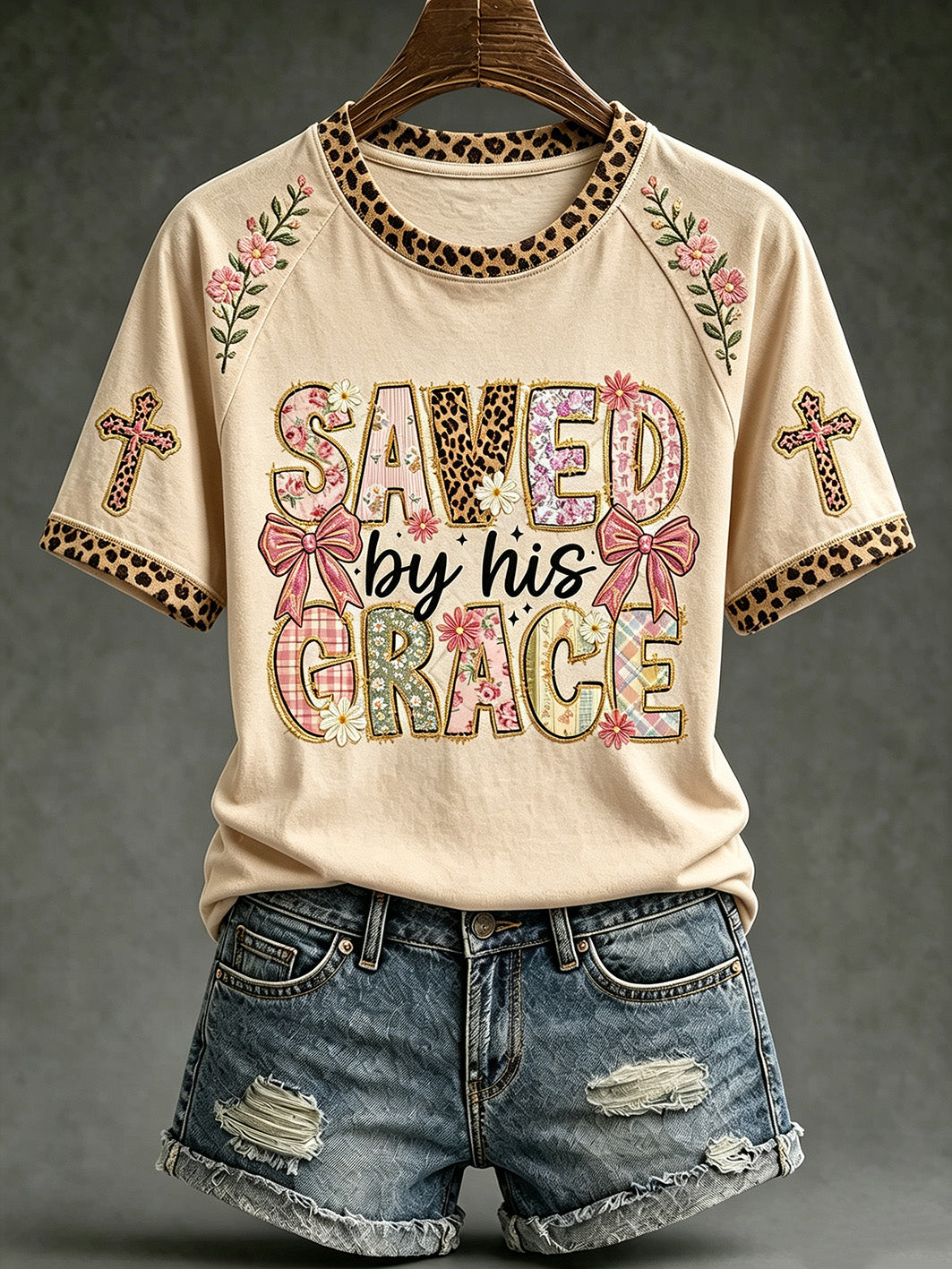 Women's faith-themed pattern printed casual short-sleeve T-shirt